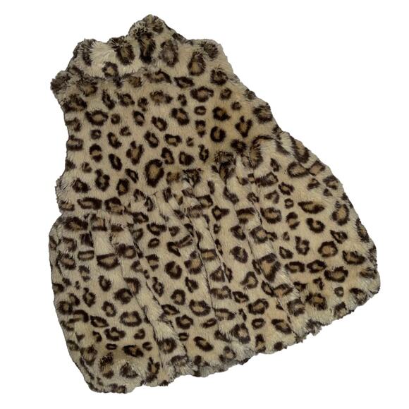 Kids Headquarters Size 4 Faux Fur Leopard Vest with Pink Satin Lining - Picture 3 of 7